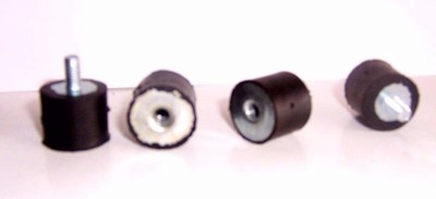 4 Male/Female Rubber Isolator Mounts 3/4'' dia x 5/8'' thick w/ 10-32 x 3/8'' Stud