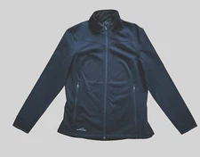 Eddie Bauer Jacket Womens Large Weather Resist Black Soft Shell Cozy Warm NWOT