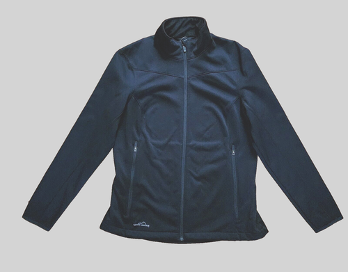 Eddie Bauer WOMEN'S Large Jacket Black Full Zip Soft Shell Logo Lightweight NWOT