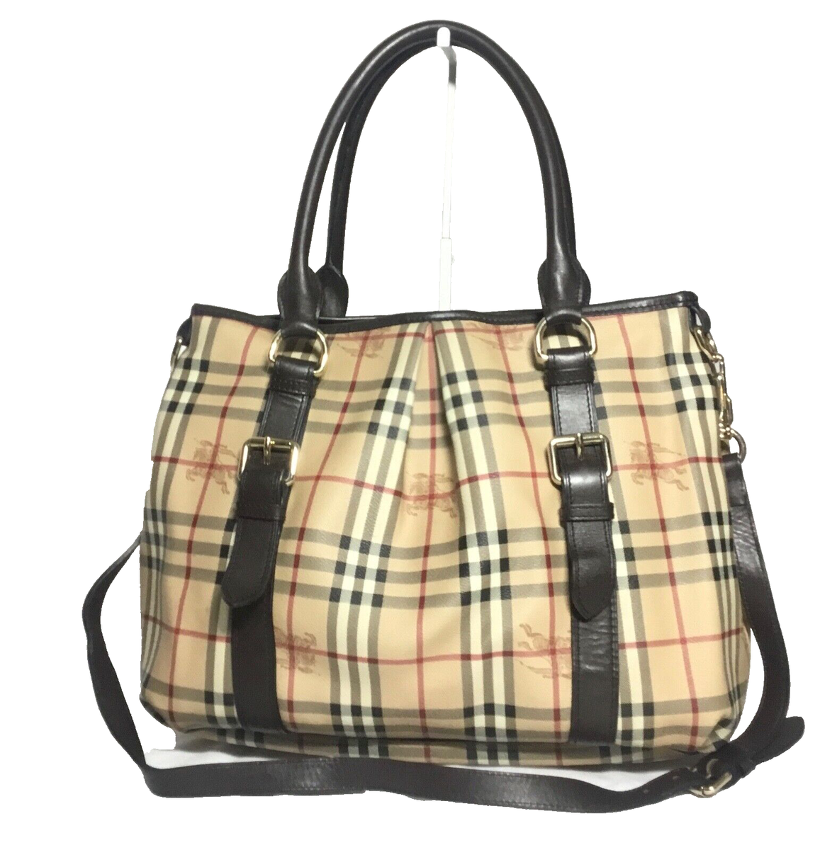 Authentic Burberry Check Triple Compartment Tote Shoulder Or 