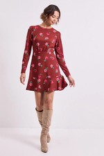 Dorothy Perkins Burgundy Mini Dress Womens Daywear Dresses