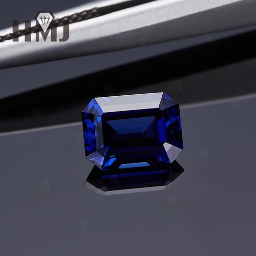 Emerald Shape Lab Created Royal Blue Sapphire Stones AGL Jewelry Loose Gemstones - Picture 15 of 19