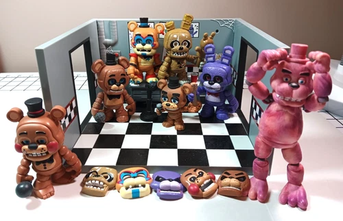 Funko FNAF security room with Freddy snap figures lot of 7 preowned