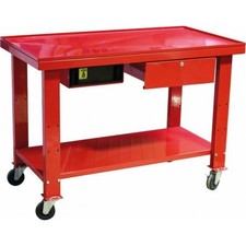 Établi métallique mobile avec récupérateur de liquides