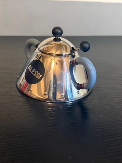 Alessi Michael Graves Design Series Stainless Steel Sugar Bowl w/ Spoon Blue New - Image 2 of 4