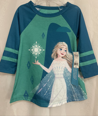 Disney Collection Girls Long Sleeve Elsa Frozen Crew Neck Nightshirt Size 2