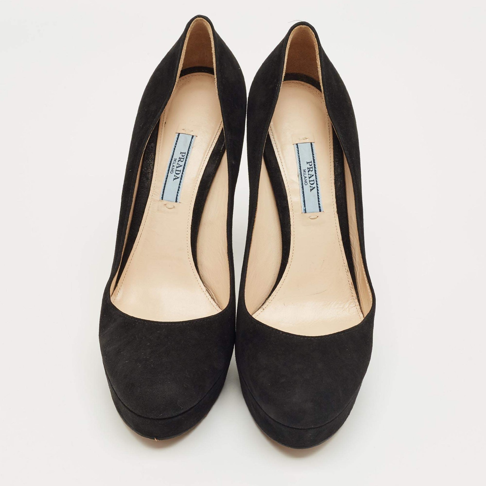 Prada Black Suede Platform Pumps Size 39.5 thumbnail 3