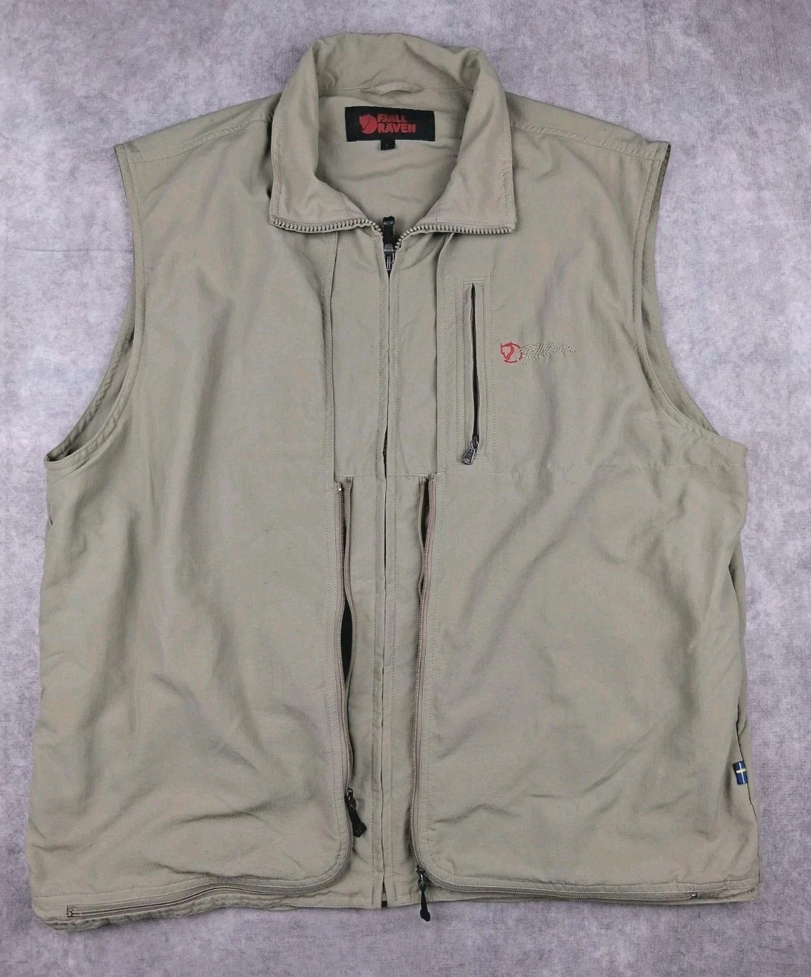 Fjallraven Vest Mens Large Beige Safari Utility Fishing Hiking Made Sweden