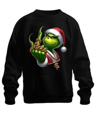 Felpa Grinch Babbo Natale sfacciata catena oro regalo natale sarcastica unisex 