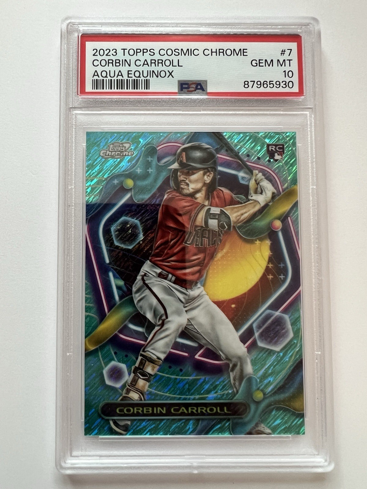 2023 Topps Cosmic Chrome Corbin Carroll Rookie (RC) Aqua Equinox #7 #/199 PSA 10