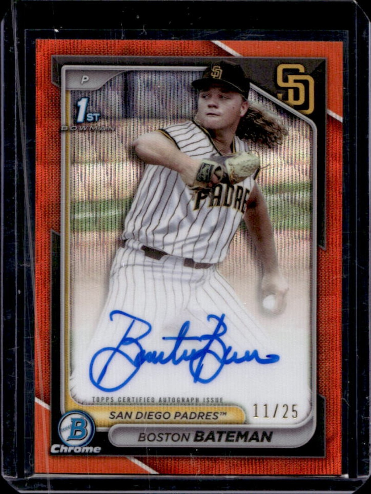 2024 Bowman Draft Boston Bateman Chrome Auto Orange Wave Refractor 1st #/25