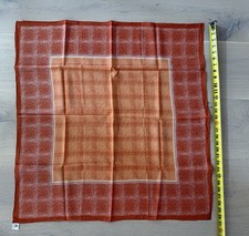 Rust Orange 30x30 Square Silk 100  Hand Rolled Hand Screened Scarf - Vintage