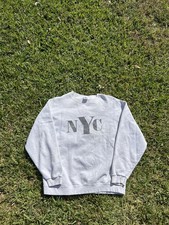 Vintage Y2K NYC New York City Crewneck Sweatshirt Adult L Gray Fleece Pullover