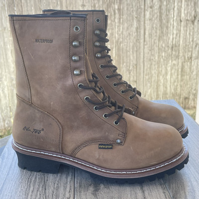 Ad Tec Logger Work Boots Men 12 Brown Horse Leather 9'' Advanced Waterproof NEW