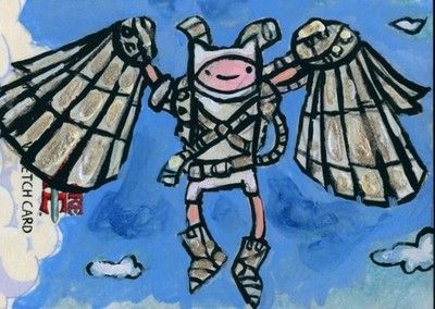 ADVENTURE TIME SKETCH CARD - FINN ICARUS (GLITTER PAINT) by JOHN SOUKUP