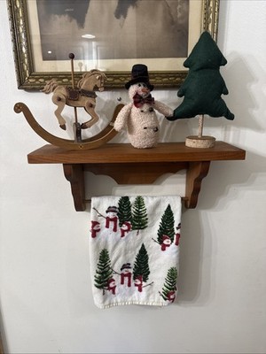 VTG Wood Knick Knack Trinket Shelf Handmade W/towel Rod 18x5.5  Country Cottage