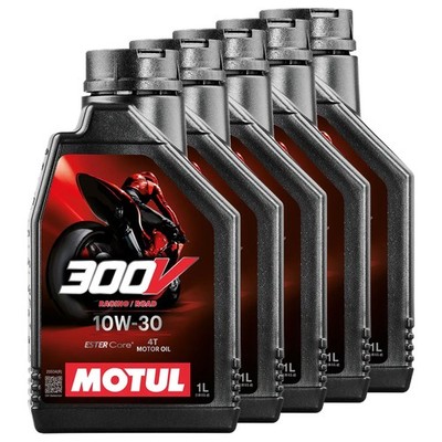 Motoröl Motul 4T 10W-30 synthetisch 300V Factory Line Road Racing 5 X 1 Liter