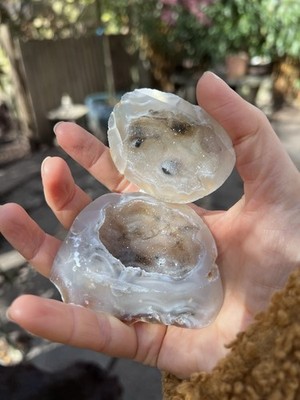 Achat Schmuck / Schmuck Ring Halter Druzy Geode Kristall Paar AAA+ 38 selten