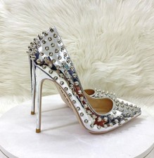 Occident Womens Studded Rivets Pumps Pointed Toe High Heels Stage Party Shoes SZ