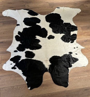 Black & White Cowhide Area Rug by CB2 Crate and Barrel 7'3''x7'11'' Widest points