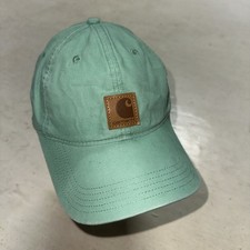 Carhartt Hat Cap Patch Logo Teal Aqua Green Distressed Adjustable Work Farm Worn