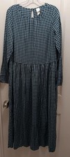 H&M Sz. S Blue Gingham Plaid Maxi Dress Lightweight CottageCore Farmhouse