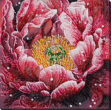 Red Flower Bead Embroidery Kit DIY Handmade Beading Craft Set Gift