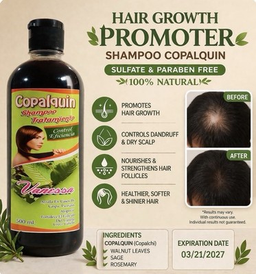 HAIR GROWTH PROMOTER, SHAMPOO COPALQUIN, SULFATE & PARABEN FREE, 100% Natural