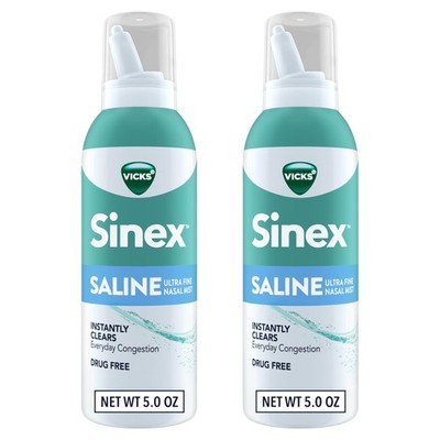 Vicks Sinex SALINE Nasal Spray, Drug Free Ultra Fine Mist, Clear Everyday Si...