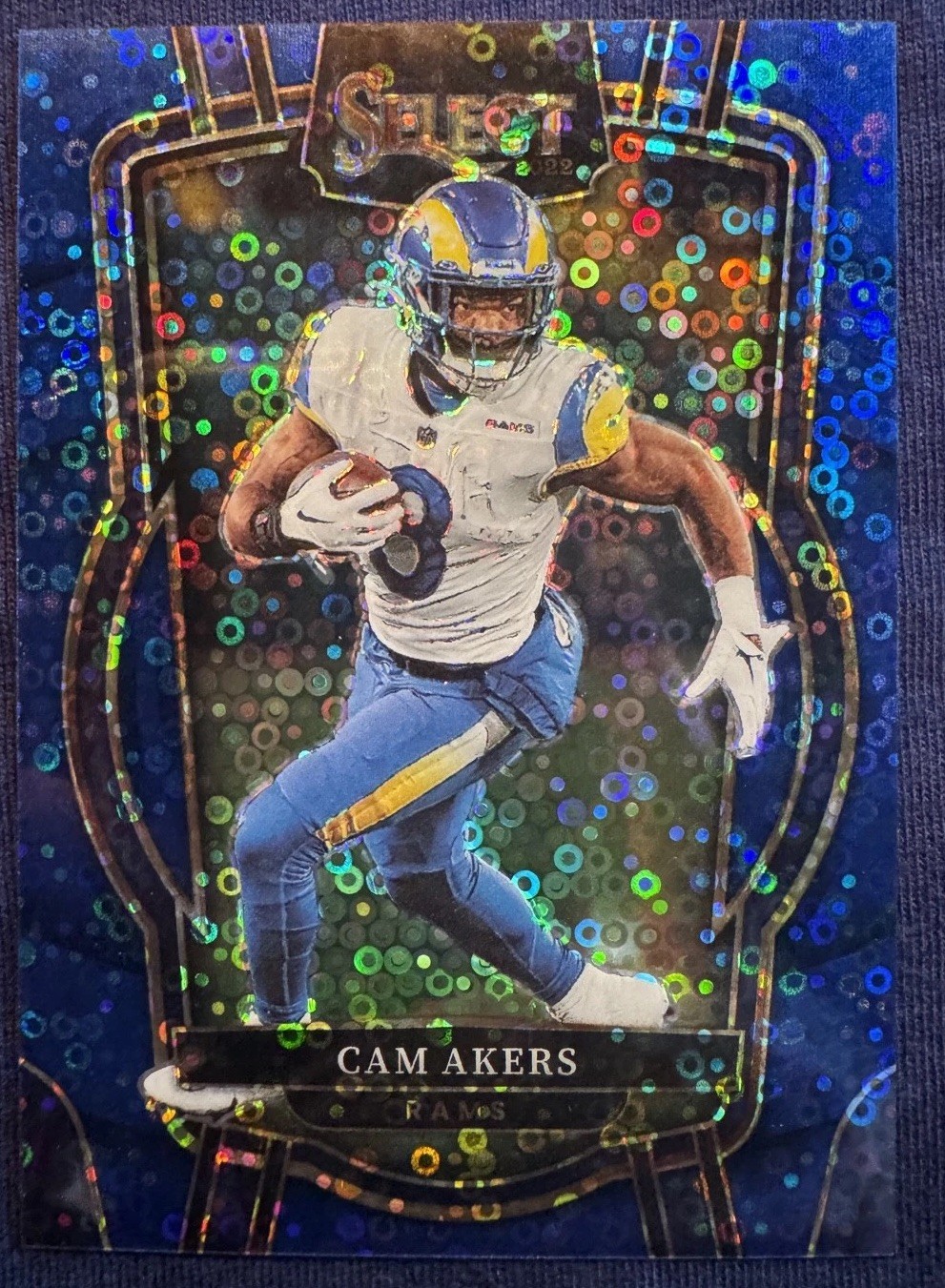 2022 Panini Select - Club Level Cam Akers #242 Blue Disco Prizm /25