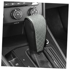 Leather Gear Shift Cover Diamond Embroidery Design,Durable Shift Knob Dark Gray