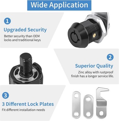 2-Pack Black Tool Box Cam Locks With Keys – 5/8” Tubular Lock, Keyed Alike For RV, Storage Cabinet, Mailbox, Drawer