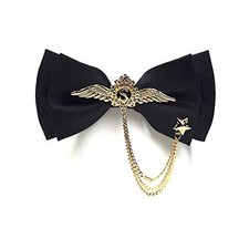 Men's Adjustable Bow tie Gold Metal Wings Chain Two Layer Neck Bowtie
