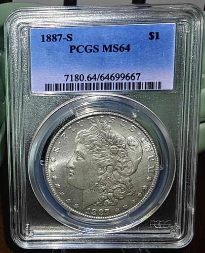 1887 S Morgan Silver Dollar PCGS MS64-Key Date-Free Shipping