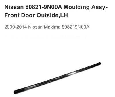 2009-2014 Nissan Maxima Outside Left Front Door Window Weatherstrip 80821-9N00A