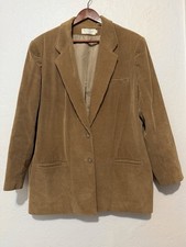 Vintage 70s 80s Men s Corduroy Blazer Coat Tan Size 40 L/XL Professor Core Indie