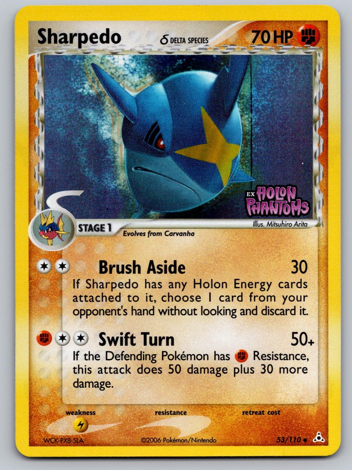 Sharpedo 53/110 Uncommon Holon Phantoms Pokemon Reverse Holo Near Mint