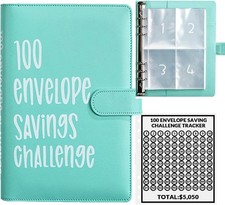 100 Envelopes Binder Money Saving Budget Book Binder with Cash Envelopes, Green