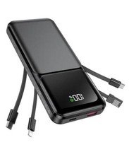 Portable Charger with Built in Cable -20000mAh Fast Charging Power Bank Black