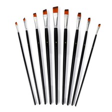 Doanas-9 PCS Nylon Oblique Flat Tipped Paint Brushes Set Inclined Plane Wooden