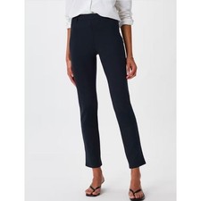 Quince Ultra-Stretch Ponte Straight Leg Pant Navy Blue Petite Small Pull On