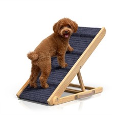Adjustable Dog Ramp for Bed - 34" Long Foldable Wooden Ramp for Dogs to Get o...