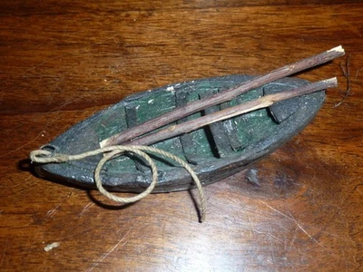 +++ DECOR DE CRECHE DE CHEZ " AUBENAS " POUR SANTONS DE 7 CM : La Barque  +++ - Photo 1/3