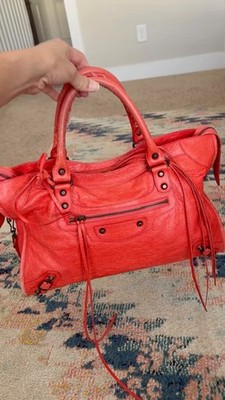 Authentic BALENCIAGA Medium City Bag, Brass Hardware, Lambskin