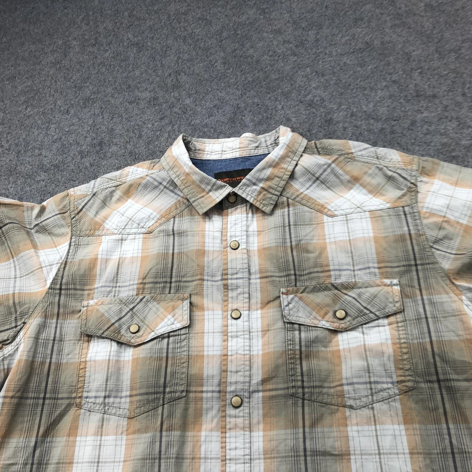 Camisa Northwest Territory Para Hombres XL Gris Tostado A Cuadros Frente a Presión Oeste Manga Corta Foto 4 de 4