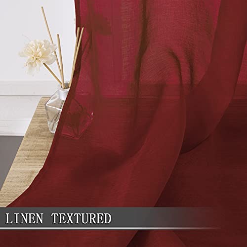 Short Sheer Curtains Living Room Linen Textured Curtain Sheers Light - Picture 2 of 7