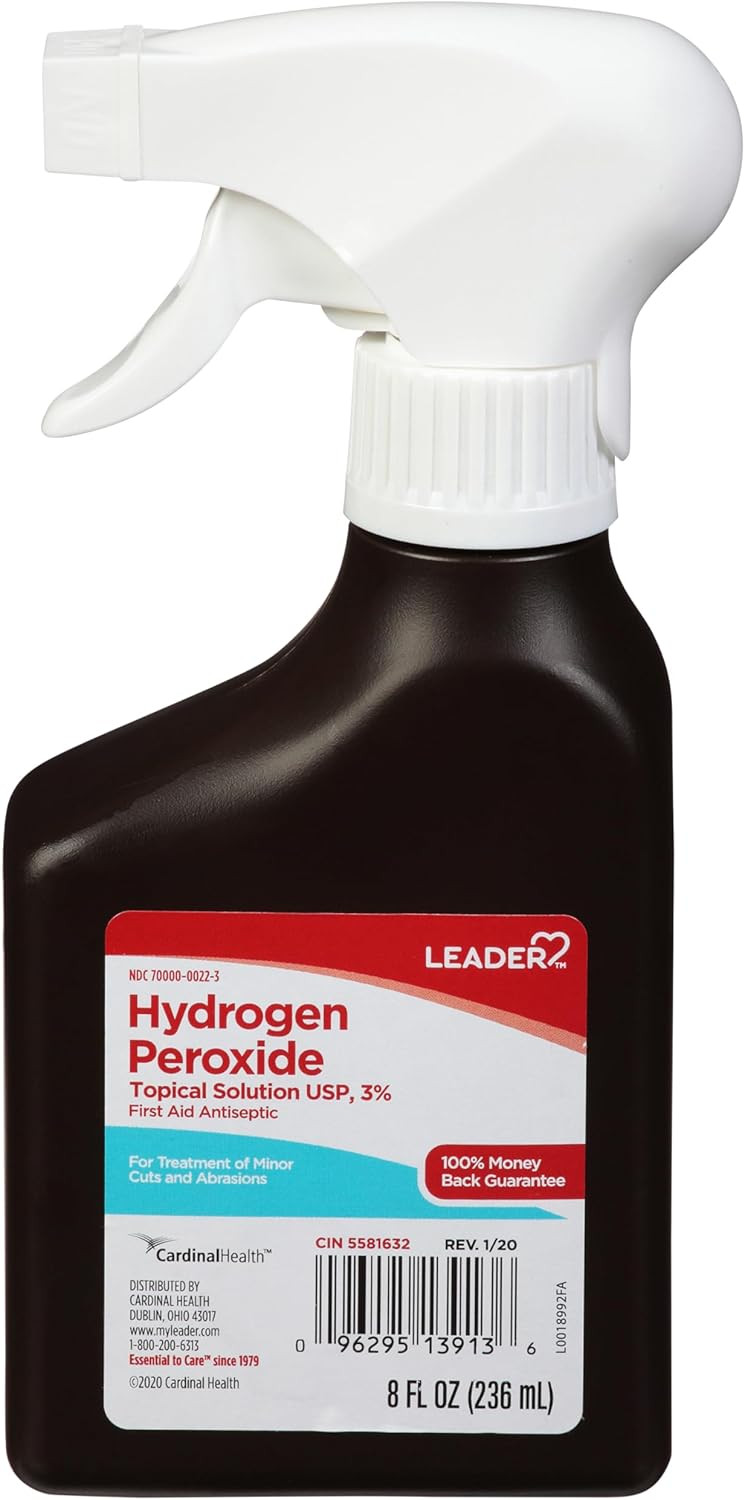LEADER Hydrogen Peroxide 3% Topical Solution, First Aid 8 Fl Oz