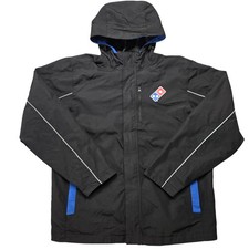 Domino's Gear Jacket Mens Small Black Hooded Zip Front Uniform Delivery Logos