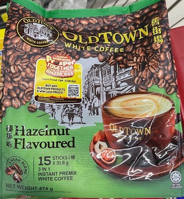 Old Town 3-In-1 Instant White Coffee 'Hazelnut Flavour' (15 sticks x 31.6g)