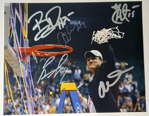 2008 KANSAS JAYHAWKS TEAM SIGNED BASKETBALL CHAMPIONSHIP PHOTO COA KU BASKETBALL
